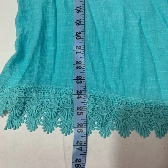 Zac & Rachel Turquoise Lace Trim Peasant Blouse Boho NWT Medium - Picture 8 of 8